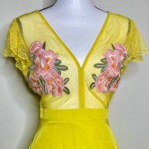 Cleobella x Rocky Barnes Cooper Floral Mini dress Sz XS Yellow